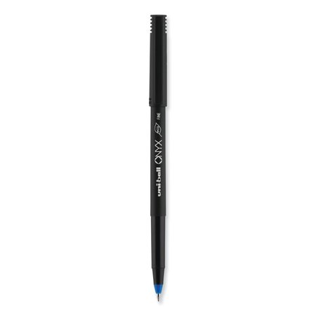 Uni-Ball ONYX Stick Roller Ball Pen, Fine 0.7mm, Blue Ink, Blk Barrel, PK72 2013568
